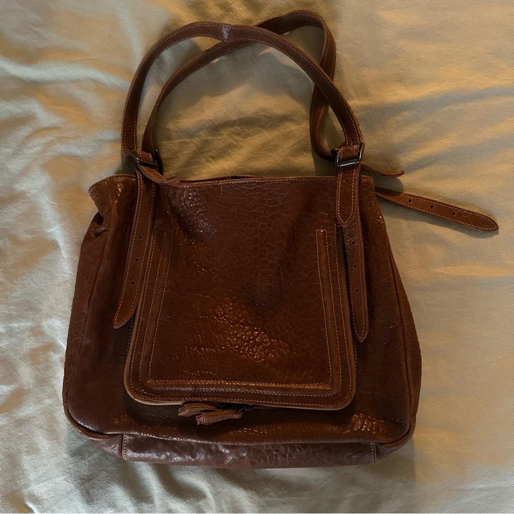 brown soft leather tote bag made in italy